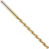 Cleveland 2575T Cobalt Steel Jobbers' Length Drill Bit, Wide-Land Parabolic Flute, TiN-Coated, Round Shank, 135 Degree Notch Point, Wire Size #20 (Pack of 12)