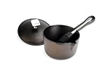 Outset Q175 1-1/2-Quart Cast Iron Sauce Pot and Lid with Nesting Silicone Basting Brush