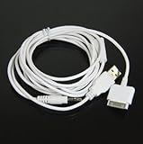 COSMOS Long 5ft iPod / iPhone 2-in-1 Audio and Sync Cable. Apple Dock Conne ....