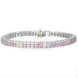 5.75CT Pink Sapphire & Diamond Tennis Bracelet 18K WG