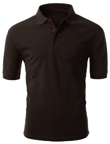 9XISBASIC Mens Pima Pique Long-Sleeve Polo CHOCOLATE Small