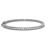 14k White Gold Slip On 1.5ct Diamond Bangle - 7 Inch