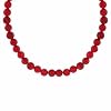 Sterling Silver 6mm Simulated Red Coral Stone Bead Beaded Chain 15-19" Necklace