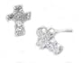 Beautiful Solid 925 Ice Cubic Zirconia Cross Stud Earrings ~ Comes Gift Boxed