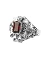 Sterling Silver Garnet Poison Box Locket Ring (Size 4)