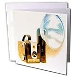 KIKE CALVO vintage camera collection - Picture of a Vintage 1950s camera with bulb flash - Greeting Cards-12 Greeting Cards with envelopes