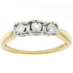 10K White Gold Past Present Future 3 Stone Diamond Ring