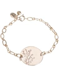 Silver Double Sided Japanese Cherry Blossom Flower / Coral Coin Bracelet