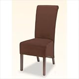 Rolled Back Parson Dining Chair in Brown Microfiber (set of 2)