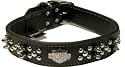 Coastal Pet Harley-Davidson Double Spiked Leather Dog Collar (Black, 28 Inch L x 1 1/2 Inch W)