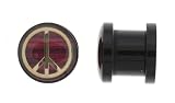 Acrylic Screw-On Peace Sign Plugs with Wood Background - 00G - Sold as a Pair