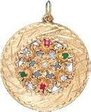 Daisies in Open Circle, 14K Gold Charm