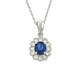 Sapphire (.58ct) & Diamond (.16ct) Pendant w/ Chain