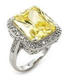 CUBIC ZIRCONIA RING WITH LARGE YELLOW STONE