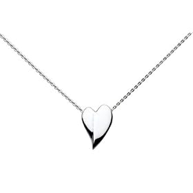 Kit Heath Ladies' Sterling Silver 90FT Plain Edged Heart Necklace (41cm + 2.5cm extender )