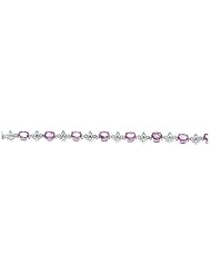 8.27CTW 18K White Gold Genuine Natural Pink Sapphire and Diamond Bracelet 7"