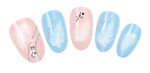 White Fluffy Light Feathers Designs Nail Art Stickers / Decals Decorations By VAGA