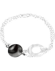 7.5" Fashion Link Bracelet Sterling Silver Black Pearl Plated & White 07.50 Inches Brc706