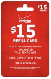$15 Verizion Wireless Prepaid Refill Top Up Card