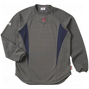 MLB Cleveland Indians Crew Tech Fleece Pullover, Pro Granite/Pro Navy, Medium