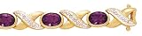 14k Gold, Diamond & Amethyst Bracelet- 7 (0.07ctw).