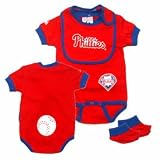 Philadelphia Phillies Infant Creeper, Bib and Bootie 3pc Set