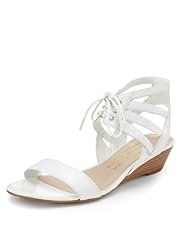 Autograph Leather Lace Up Wedge Sandals