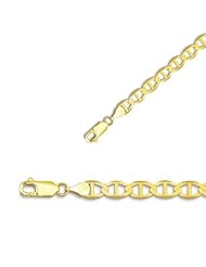 22" 14K Yellow Gold 5.5mm (2/9") Polished Diamond Cut Marina Link Chain w/ Lobster Clasp