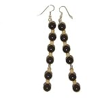 Aragonite Earrings 04 Dangle Jet Black Yellow Crystal Healing Gemstone 3.8