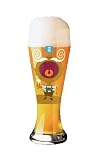 Weizen Beer Glass, Mouth Fill, Designer Color Enamel w/ Matching Drink Coaster in Gift Box