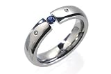 Pinnacle Blue Sapphire Titanium Three-Stone Tension Set Ring