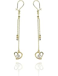 14K Tri color gold Quinceanera Sweet 15 French Wire Dangle Earring