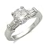 1 Carat Solitaire Baguette Sides CZ Engagement Ring