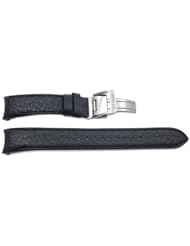 Seiko Black Genuine Textured Leather Deployment Clasp 20mm Watch Band
