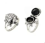 Sterling Silver TURTLE Poison Box Locket Ring (Size 6,7,8,9)
