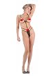 Sexy string teddy with marabou butterfly applique and adjustable crisscross back straps.