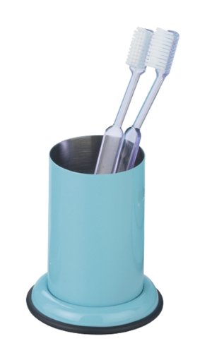 WENKO 18431100 Zahnputzbecher Retoro - Edelstahl, &Oslash; 7 x 19 cm, blau gl&auml;nzend
