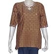 Ladies Khaki Shirt Silk Long Sleeve Top Blouse Embroidery Size S