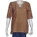 Ladies Khaki Shirt Silk Long Sleeve Top Blouse Embroidery Size S