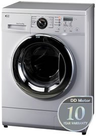 LG washing machine, 1200prm, 8kg load, direct drive, AAA+ rated, white,