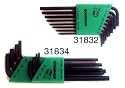 Bondhus 31834 Long Length Star-Tipped L-Wrenches, 8 Piece Set, sizes T9-T40