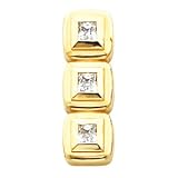 14K White or Yellow Gold Three-Stone Princess Cut Diamond Earrings - 0.60 Ct. or 1.00 Ct. (ALSO AVAILABLE WITH GEMSTONES)