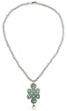 Yellow Gold Filled Jadeite Necklace w/ Carved Pendant & Green Amethyst Teardrop, 18"