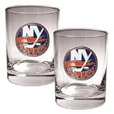 New York Islanders NHL 2pc Rocks Glass Set - Primary Logo