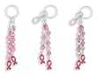 Wholesale 36 Pc Pink Ribbon Breast Cancer Beaded Key Chain Purse Charms
