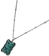 Teal Bird on Apple Blossom Branch Necklace by Baked Beads