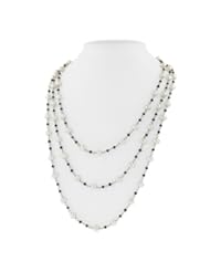 Honora Sterling Silver 6.5-7MM Potato White Freshwater Cultured Pearl and Onyx 60" Necklace
