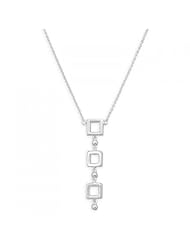 MMA Silver - 18 inch 3 Open Square and 3 Beads Necklace