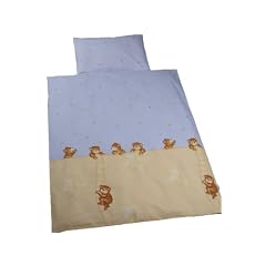 Kindertraum 520304030530 - Kinderbettw�sche Mauerb�r/Sterne, 40 x 60 + 100 x 135 cm, blau/gelb