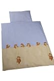 Kindertraum 520304030530 - Kinderbettw�sche Mauerb�r/Sterne, 40 x 60 + 100 x 135 cm, blau/gelb
